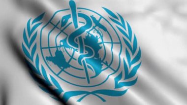 Animation of World Health Organization WHO Flag. Realistic Fabric Texture Satin World Health Organization Flag Background Video Waving in Wind.