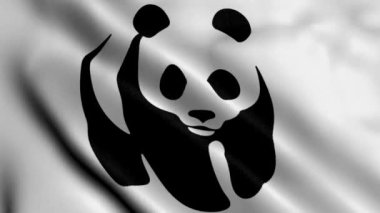 Vahşi Yaşam Fonu Bayrağı 'nın animasyonu. Gerçekçi Kumaş Dokusu Satin WWF Bayrak Arkaplanı Rüzgarda Dalgalanıyor