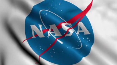 Ulusal Havacılık ve Uzay İdaresi Bayrağı Animasyonu. Gerçekçi Kumaş Doku Saten NASA Bayrak Arkaplanı Rüzgarda Dalgalanıyor