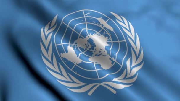 Animation United Nations Flag Realistic Fabric Texture Satin United Nations — 图库视频影像