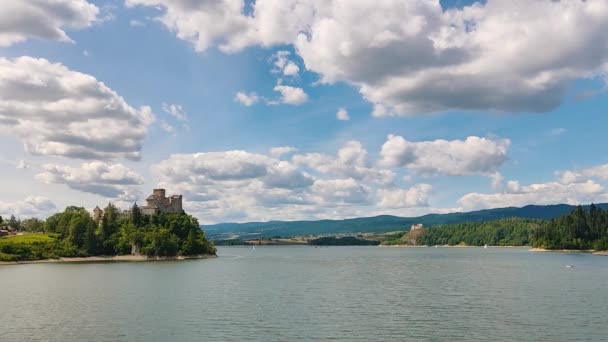 Zamek Niedzica Zamek Dunajec Nad Jeziorem Czorsztyńskim Pieniny Polska Promy — Wideo stockowe