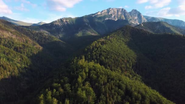 タトラ山脈国立公園観光ハイキングコースは ポーランドのサルニアスカラピークザコパネの上にあります 岩の形成 タトラ山脈ビュー — ストック動画