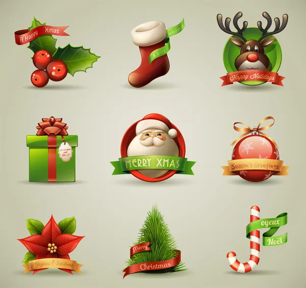 Kerst iconen collectie. — Stockvector