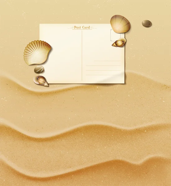 Vieille carte postale vierge sur sable . — Image vectorielle