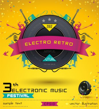 müzik konsepti, retro poster şablonu.
