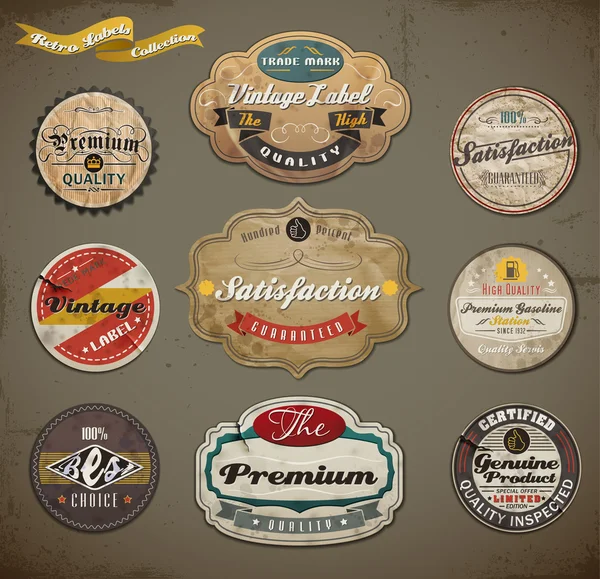 Retro badges en etiketten instellen — Stockvector