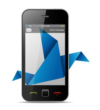 Origami güvercini sms için bir alana sahip.
