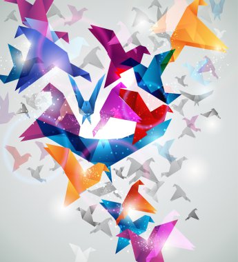 Kağıt Uçak. Origami kuşlar.