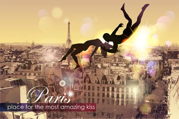 Parijs-plaats voor de meest verbazingwekkende kus. — Stockvector