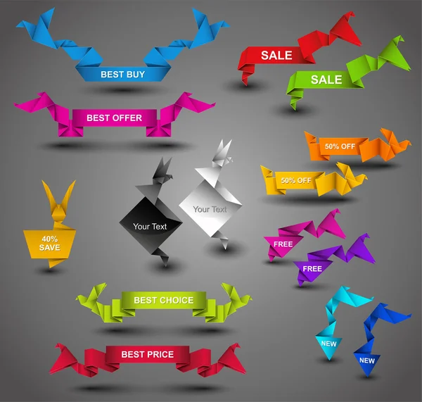 Colección web de origami creativo — Vector de stock