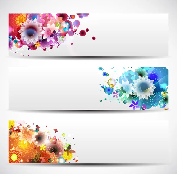 Conjunto de cabeceras florales — Vector de stock