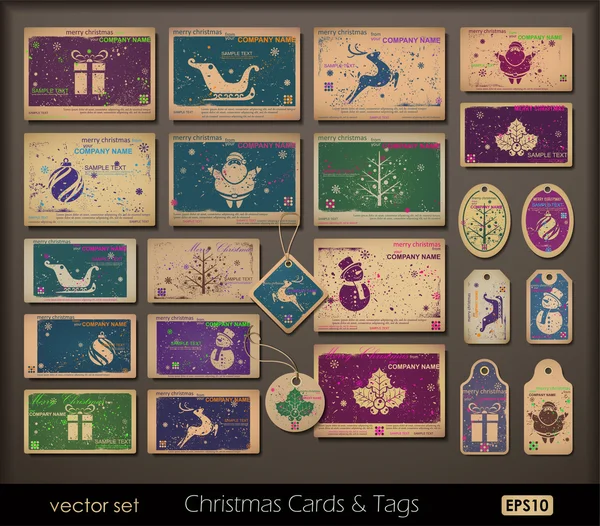 Noel kartları ve etiketleri koleksiyonu — Stok Vektör
