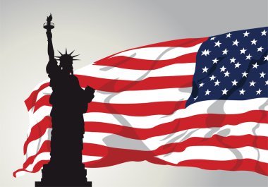 Bayan özgürlük Amerikan bayrağı ile