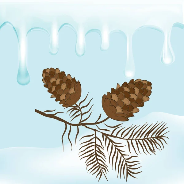 Garland Icicles Chic Spruce Handmade Branch Art Illustration Vector New — Stock Vector