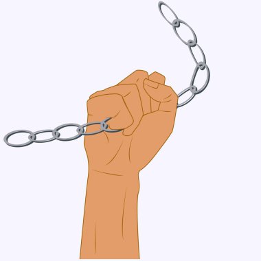 Metal zinciri, protestoyu, vektörü yumrukluyor. Bilgi edinme özgürlüğü. Sansür yok. Köleliğin kaldırıldığı gün..