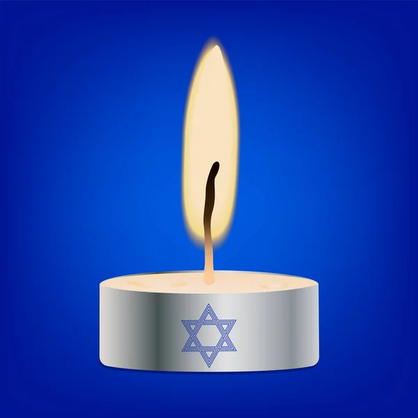 Bougie Lumineuse Étoile David Fond Bleu Vecteur Fête Nationale Religieuse — Image vectorielle