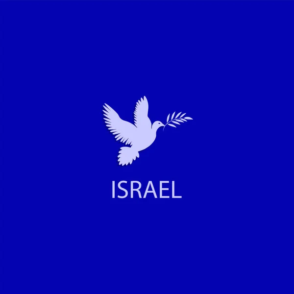 Duif Met Een Tak Van Laurier Blauwe Achtergrond Vector Israël Stockillustratie