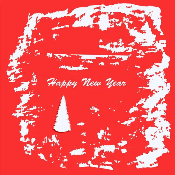 Bonne Année Abstraction Blanche Style Grunge Sur Fond Rouge Vecteur — Image vectorielle