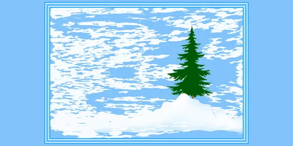 Paisaje Invernal Abeto Fondo Nevado Estilo Grunge Arte Vector Bandera — Vector de stock