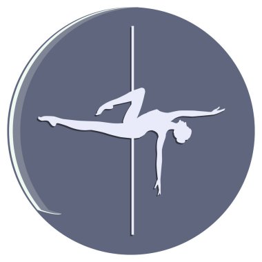 Yoga, kutup egzersizi - simge - vektör. Spor. Evde aktif faaliyetler. Logo.