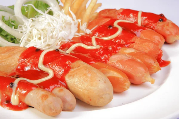 Hotdog on dish — Stock Photo, Image