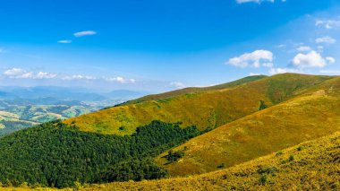 Dalgalı dağların yaz manzarası.