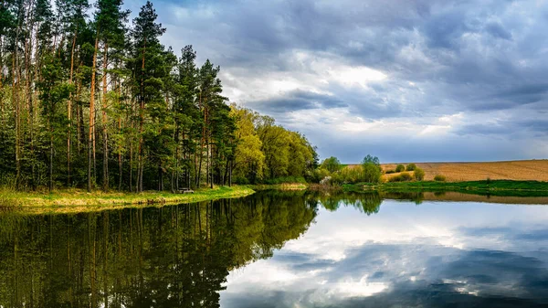 Paysage Nocturne Sur Lac — Photo