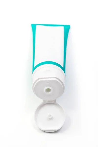 Cosmetic Cream Green Tube Sskincare Cosmetic Package Plastic Toothpaste Tube — Fotografia de Stock
