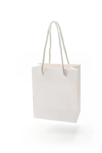 White Paper Shopping Bag Front View Isolated White Background Clipping — Stock Photo, Image