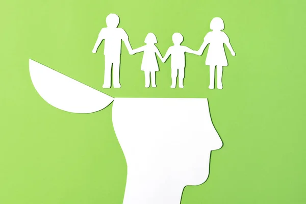 Aile Planlama Konsepti Kağıt Kesiği Açık Kafa Kağıt Kesiği Dört — Stok fotoğraf