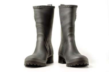 Men's Slate Grey Rubber Boots Isolated on White