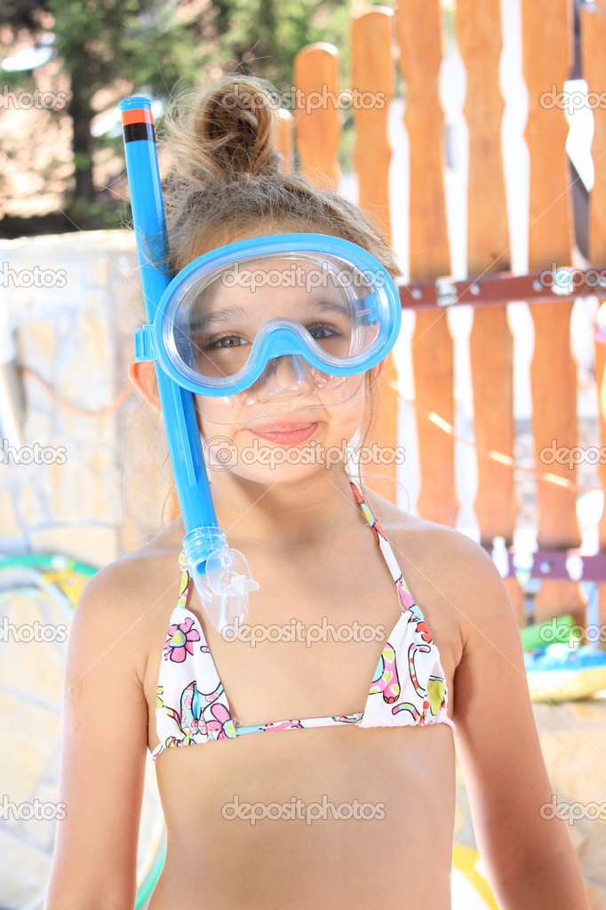 Girl with diving mask