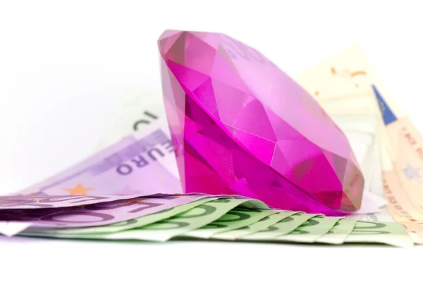 Diamond and money — Stock Photo, Image