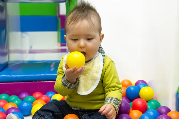 Little bey and balls — Stock Photo, Image