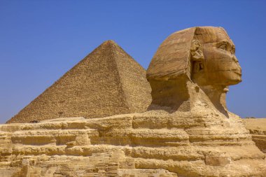 Giza, Kahire, Mısır 'daki büyük Sfenks Anıtı