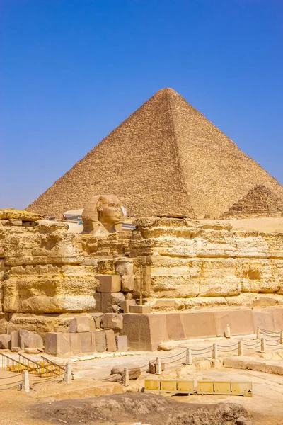 Grote Piramides Sfinx Monument Giza Cairo Egypte — Stockfoto