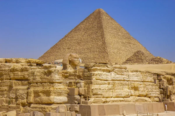 Grote Piramides Sfinx Monument Giza Cairo Egypte — Stockfoto