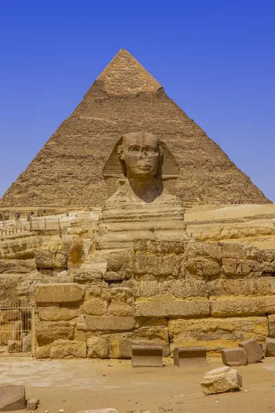 Grote Piramides Sfinx Monument Giza Cairo Egypte — Stockfoto