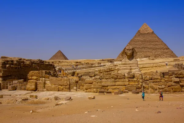 Grote Piramides Sfinx Monument Giza Cairo Egypte — Stockfoto