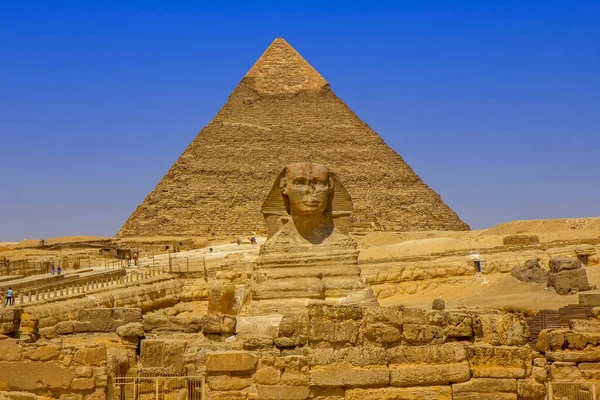 Stora Pyramiderna Och Sfinxmonumentet Giza Kairo Egypten — Stockfoto