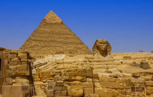 Stora Pyramiderna Och Sfinxmonumentet Giza Kairo Egypten — Stockfoto