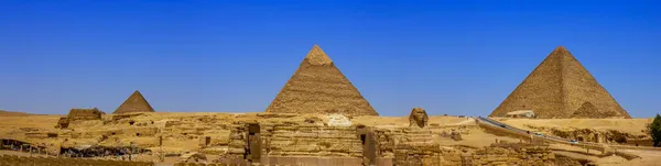 Giza Kahire Mısır Daki Büyük Piramitler Sfenks Anıtı Panoraması — Stok fotoğraf