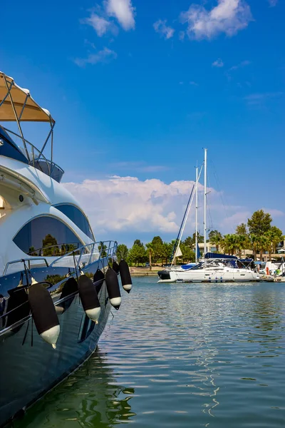 Yacht Modern Port Sani Greece — Stock Photo, Image
