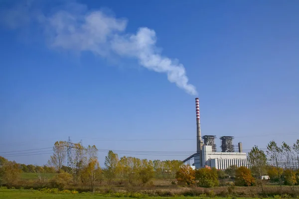 Impianto Energetico Con Camino Fumoso Serbia Kostolac — Foto Stock