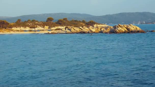 Пляж Вурвуру Греции Эгейское Море — стоковое видео