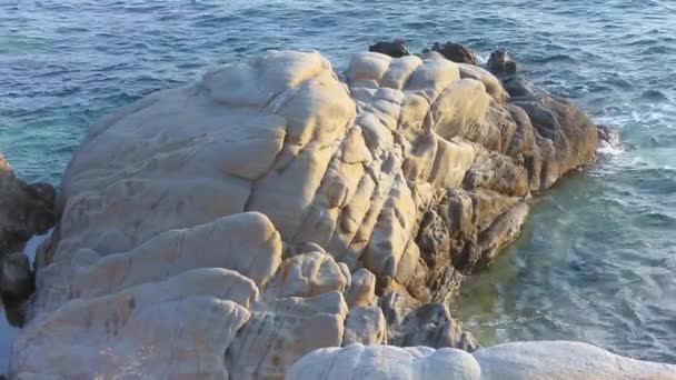 Пляж Вурвуру Греции Эгейское Море — стоковое видео