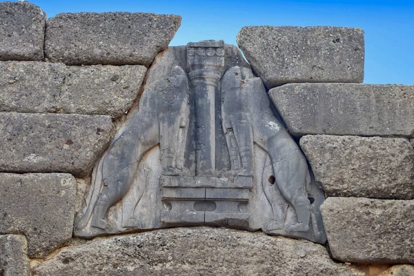 Lion Gate Mycenae Archaeological Site Mykines Argolis Greece — 图库照片