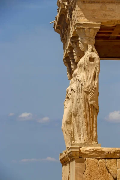 Caryatid Sculpture Athens Acropolis Greece — Φωτογραφία Αρχείου