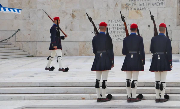 Detail Changing Guard Presidential Mansion Athens Greece — Photo