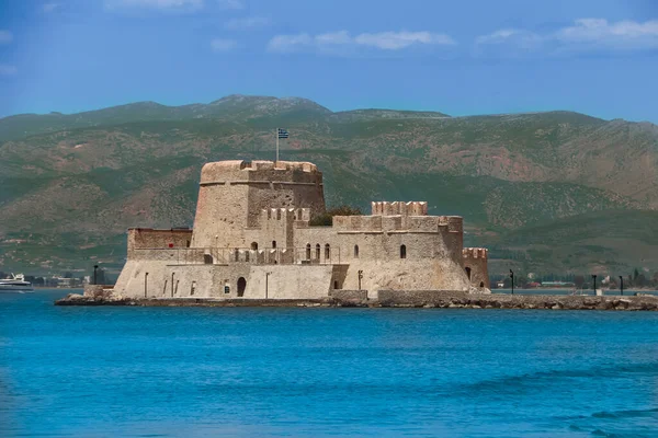 Water Castle Bourtzi Venetian Castle Located Middle Harbour Nafplio Greece — ストック写真